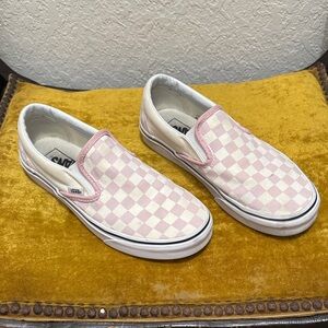 Vans Pink and White Checkered Slip-Ons